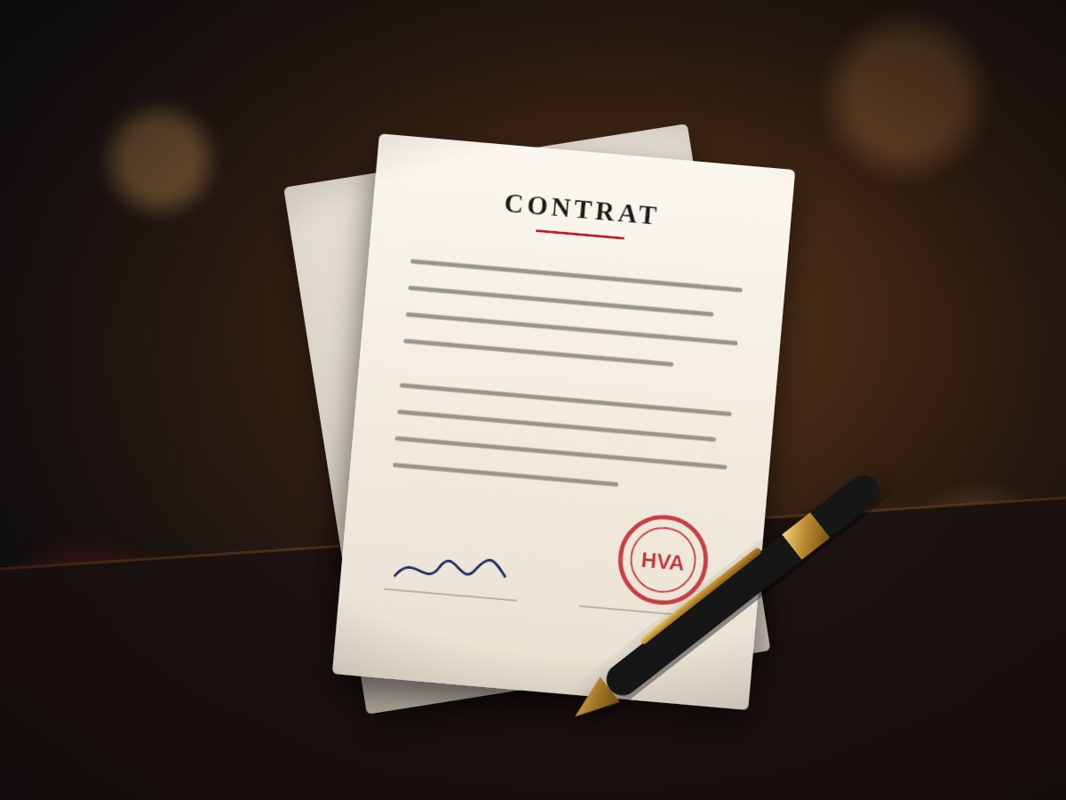Contrat signé et scellé, stylo plume